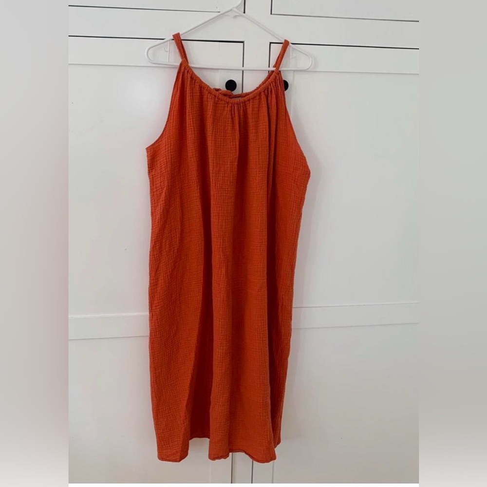 Beach Cover Up Orange Sleeveless Dress NWT